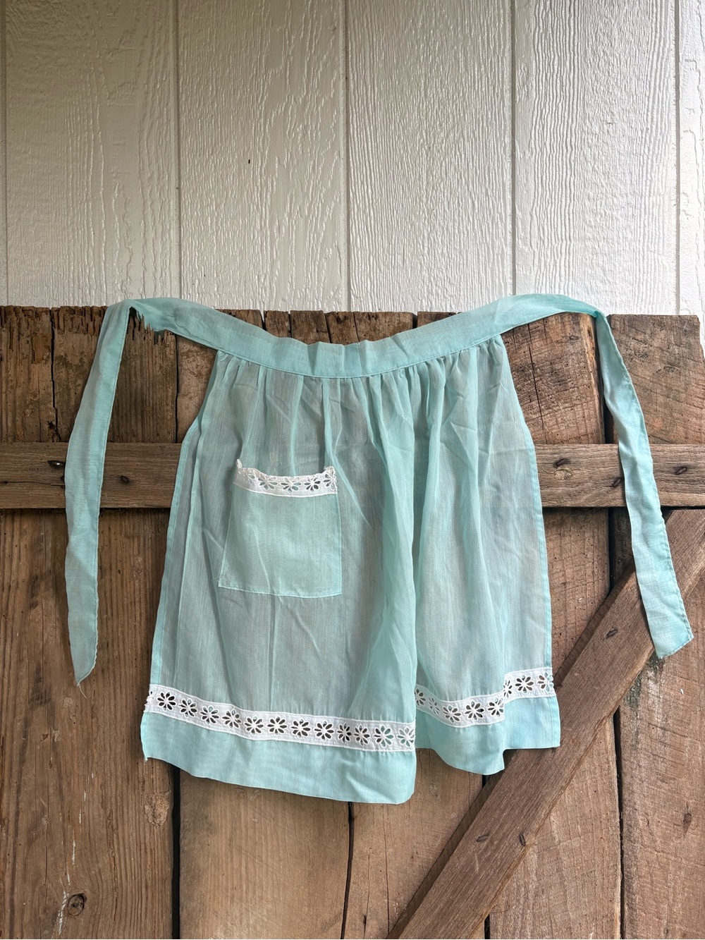 Light Aqua Women's Cotton Skort with Eyelet Trim
